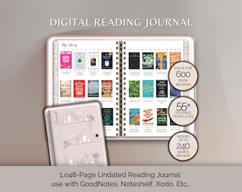 Reading Journal Digital Planner for iPad & Android Gift for Book Lover Reading Log Record Reviews Track Goals Notability GoodNotes Planner