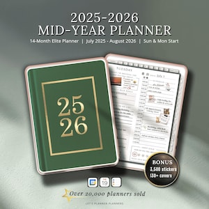 2025-2026 Mid-Year Digital Planner: GoodNotes, Notability, iPad (Digital Download)