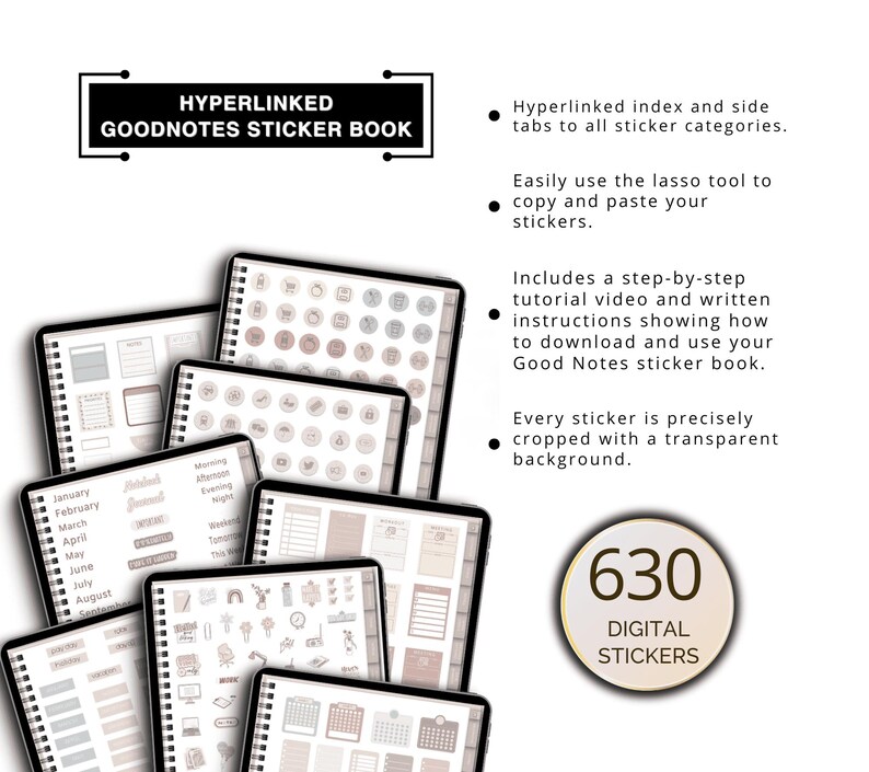Digital Stickers Everyday Planner Stickers Digital Planner Individual PreCropped PNG Stickers and GoodNote Sticker Book Digital Stickers image 5