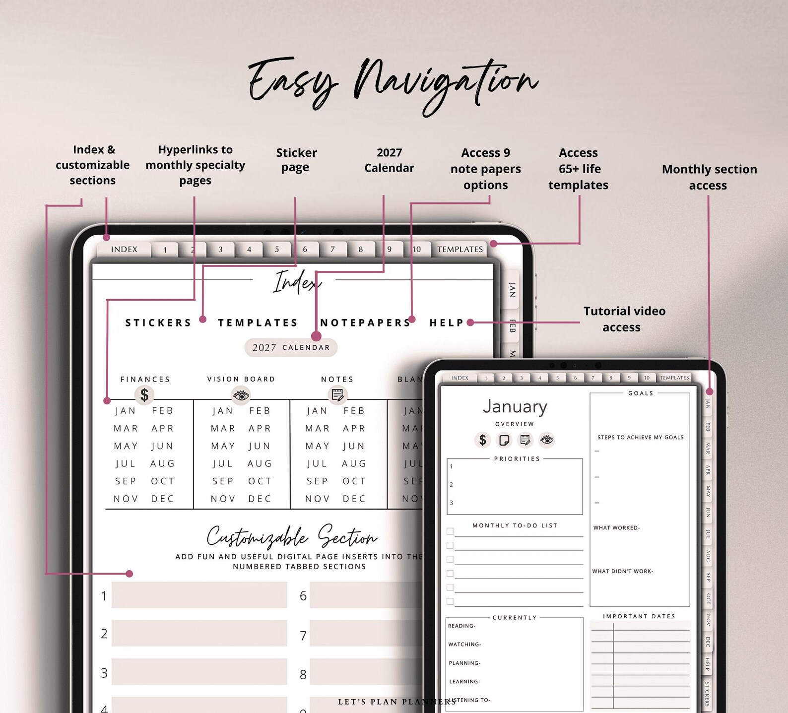 2027 Digital Planner Weekly, Daily & Monthly Portrait iPad Goodnotes ...