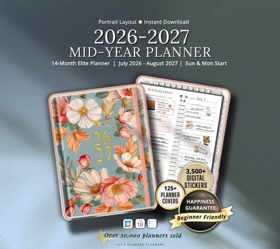 Teacher Mid-Year 2026 2027 Digital Planner iPad GoodNotes Dated Daily Weekly and Monthly  Notability School Year Template