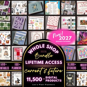 SHOP BUNDLE 2026, 2027 Digital Planner GoodNotes iPad Template Android Notability Journal Stickers Printables & Inserts