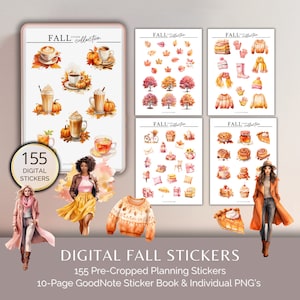 Fall Stickers Digital Planner Stickers GoodNote Sticker Book and Individual PNG Stickers Autumn Thanksgiving October Fall Theme Stickers