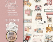 Travel Digital Stickers: Vacation Journal, GoodNotes, PNG (151 Stickers)
