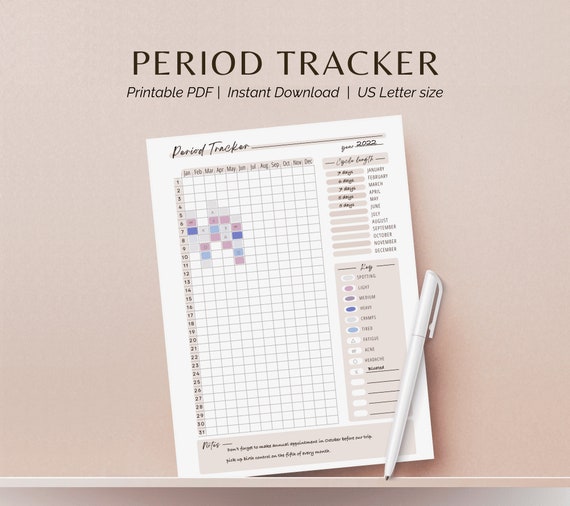 Period Tracker Planning Template  Digital Planner  Printable Planner Insert Cycle Tracker for Period Predicting and Symptom Charting