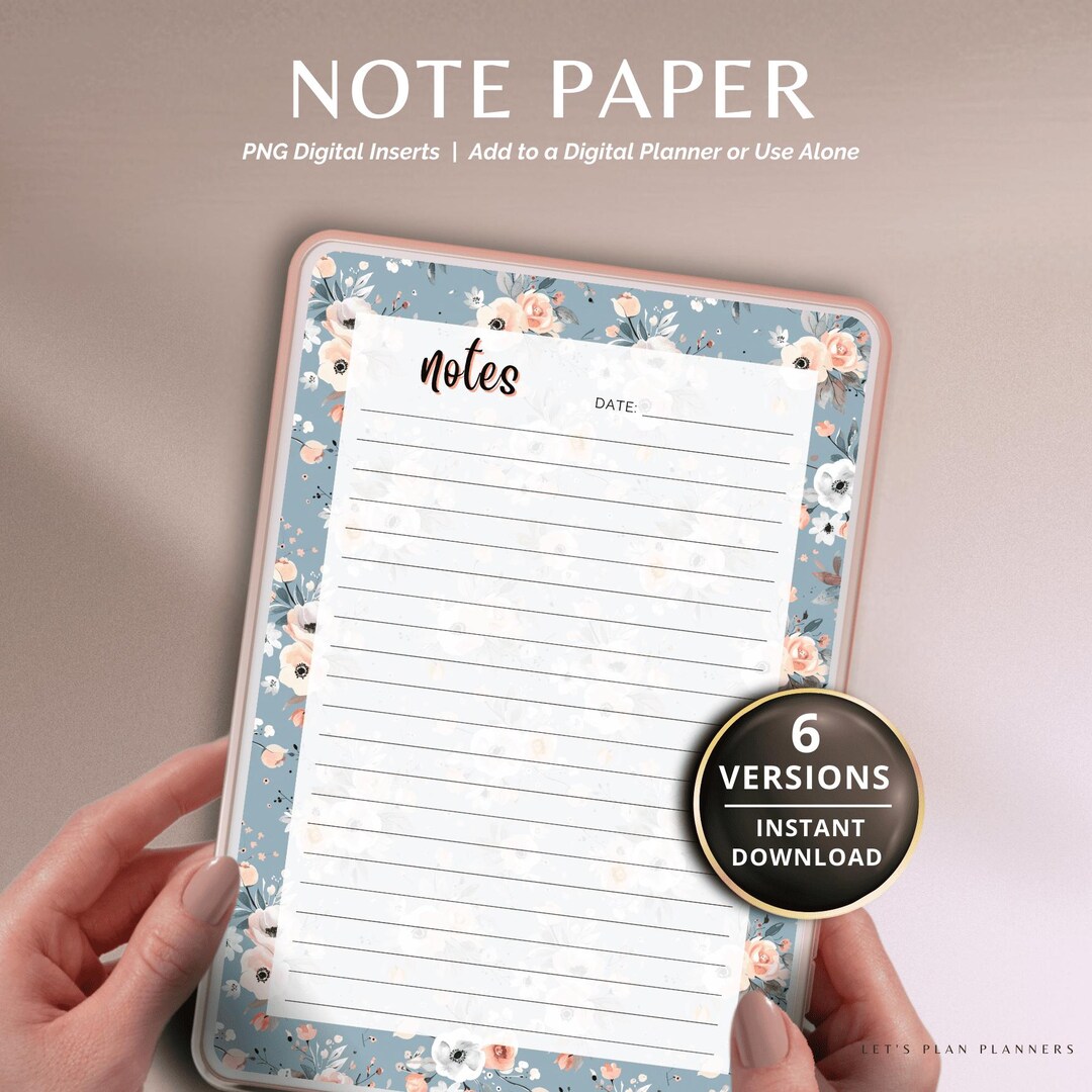 Note Paper For Inserts Note Paper PNG Digital Inserts Lined Blank Notes Checklist Dot Grid ...