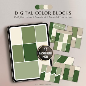 Color Block Digital Planner Templates, PNG Portrait and Landscape Inserts, Weekly & Daily Sticker Page Layouts