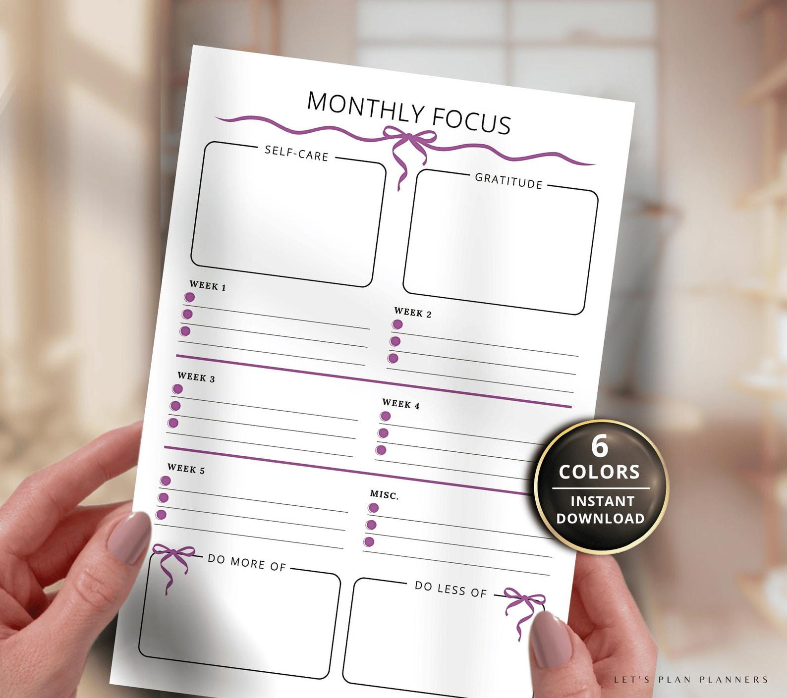 Monthly Focus Planner Printable Goal Setting Worksheet Productivity ...