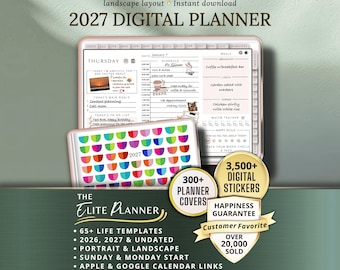 Digital Planner 2027 Weekly Daily iPad Goodnotes Template