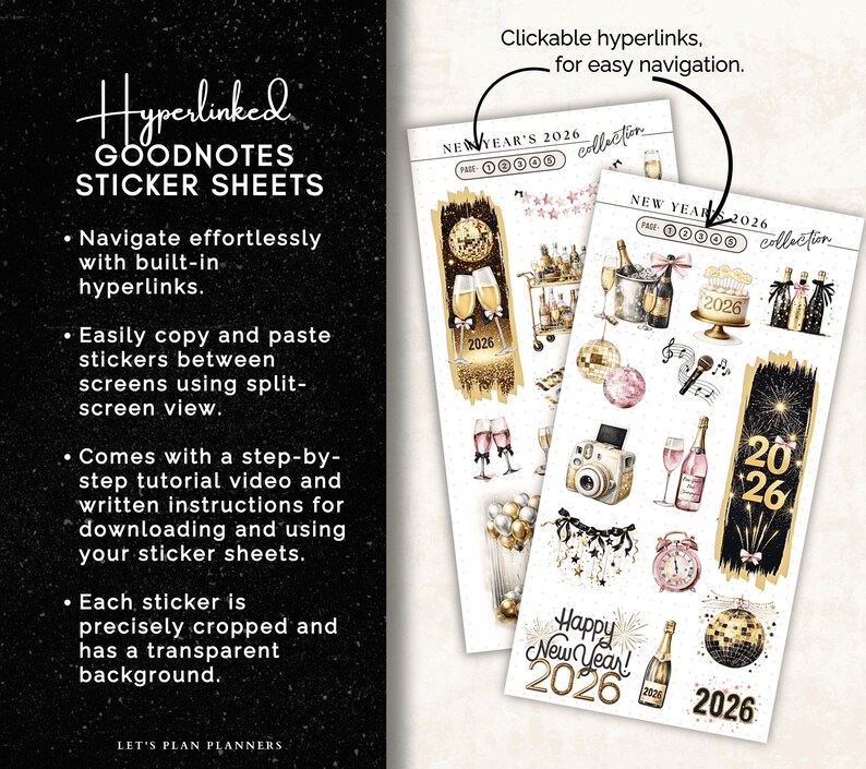 Digital Stickers 2026 New Year's Goodnotes iPad Digital Planner Holiday ...