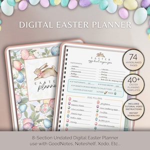 Easter Planner Digital Planner Gooddnote iPad Template Menu Potluck Budget Basket Gift Tracker Egg Hunt Organizer Table Decor Plan Journal