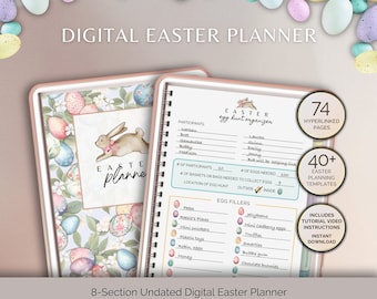 Easter Planner GoodNotes iPad and Tablet Notability Digital Journal Basket and Egg Hunt Organizer Seasonal Spring Party Tracker