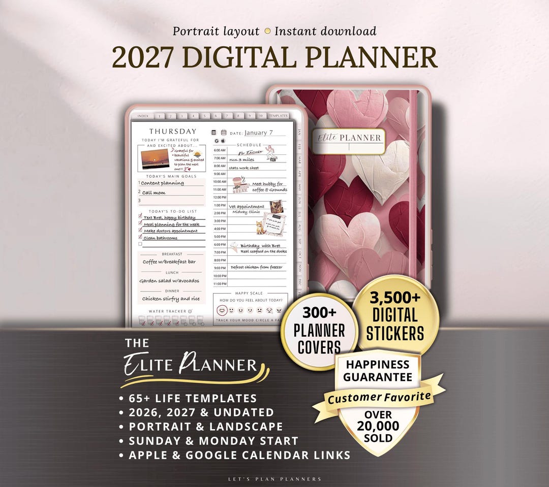 2027 Digital Planner Goodnotes iPad Weekly Template Daily Journal ...