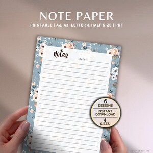 Note Paper Printables Lined Blank Dot Grid To-Do List Digital Download Planner Note Papers