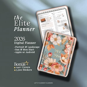 BESTSELLER Digital Planner 2026 Hyperlinked Planner Goodnotes iPad Template Digital Stickers Notability Daily and Weekly Noteful Journal