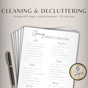 REINIGING EN OPRUIMING Afdrukbare items Maandelijkse en wekelijkse schoonmaakroutines 30 dagen opruimuitdaging TenMinute Tidy afdrukbare plannerpagina's