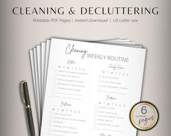 CLEANING & DECLUTTERING Plan Monthly and Weekly Cleaning Routines 30 day Decluttering Challenge TenMinute Tidy Printable Planner Pages