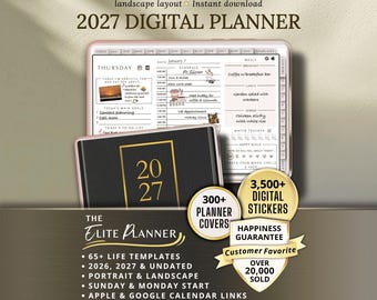 2027 Landscape Digital Planner Goodnotes Template iPad Planner
