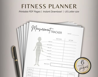 FITNESS PLANNER, Weight Tracker, Step Tracker, Sleep Tracker, Measurement Tracker, Daily workouts, Before & After Pictures, Workout Planner