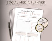 Social Media Planner Printable Tracker for Instagram YouTube Facebook & Pinterest Small Business or Personal Marketing Content Planner