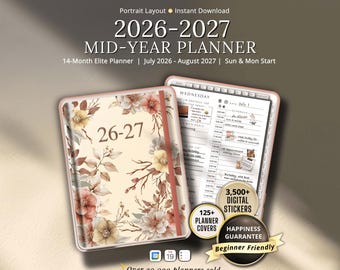 Digital Planner 2026-2027 Mid-Year School Daily, Weekly, Monthly GoodNotes iPad Template Notability Android Digital Journal