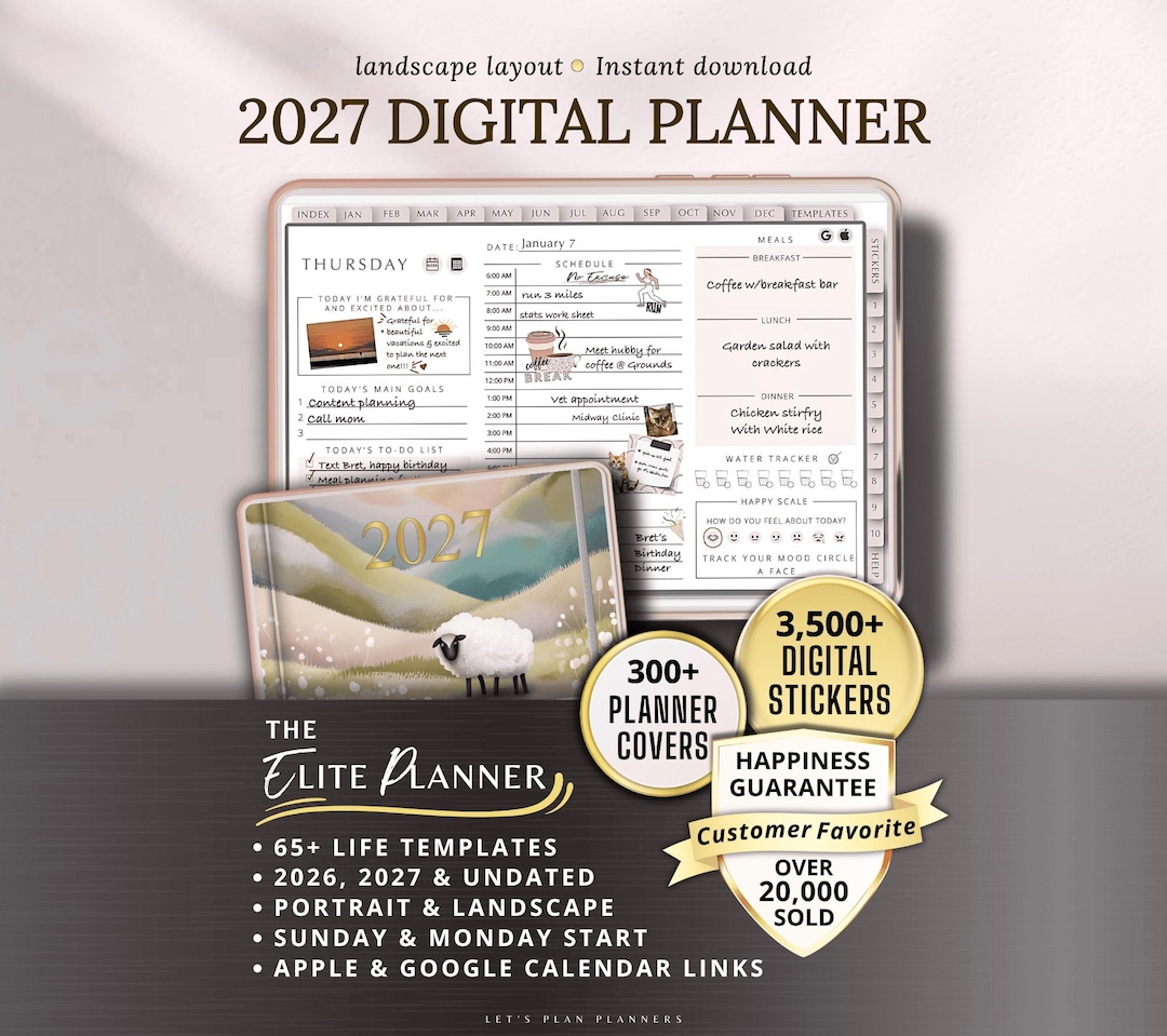 2027 Digital Planner Goodnotes iPad and Notability Tablet Planner Daily ...