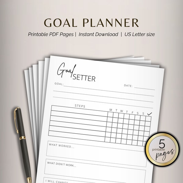 Goal Planner, Yearly Goals, Monthly Goals, Goal Setter, life Areas Goal Setter, Printable Planner pages, Planner Insert, Printable Pages