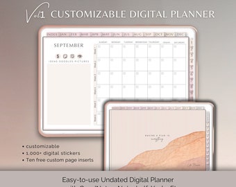 Digital Planner, Goodnotes Planner, iPad Planner, Digital Journal, Daily and Weekly Digital Planner, Undated Customizable Digital Planner