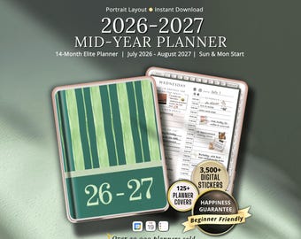 Mid-Year 2026 2027 Planner GoodNotes Notability iPad Daily Weekly School Planning Template Digital Planner for Students