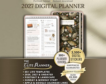 Portrait, Digital Planner 2026, 2027, and undated, GoodNotes Planner, Daily Planner, Weekly Planner, Notability planner, iPad Planner