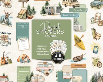 Camping Digital Stickers GoodNotes Sticker Book Digital Planner Outdoor Adventure Noteful Stickers Notability Instant Download