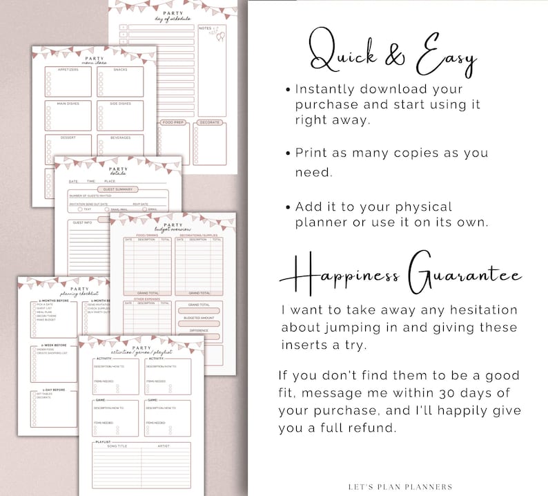 Party Planner Printable: Event Planning Template, Guest List (PDF) - Etsy