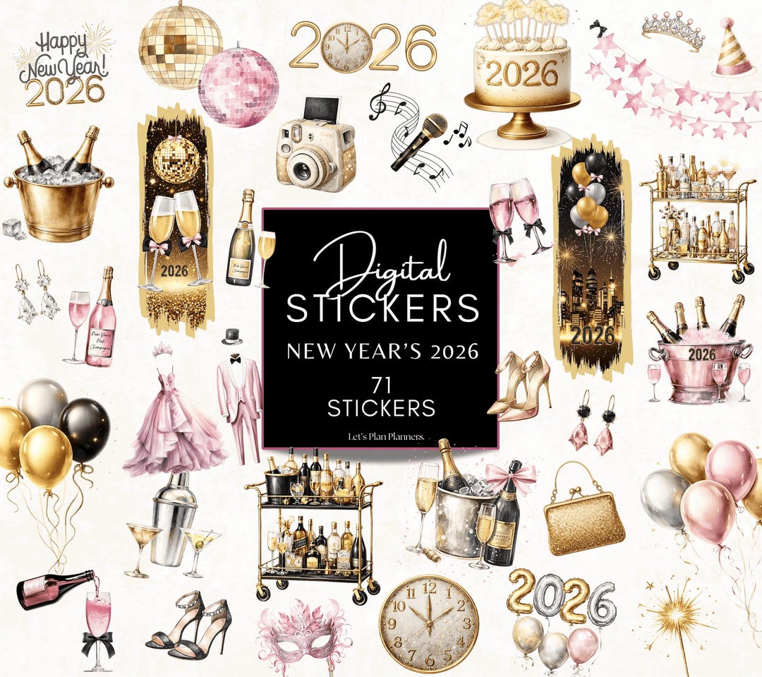 Digital Stickers 2026 New Year's Goodnotes iPad Digital Planner Holiday ...