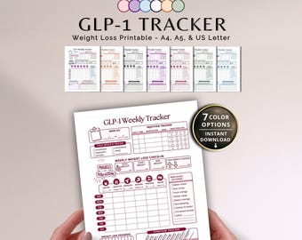 GLP1 Injection Tracker, Weight Loss Printable, Tirzepatide Weekly Journal, GLP-1 Semaglutide Log, Symptom Tracker, Mounjaro Planner