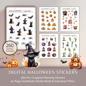 Halloween Stickers Digital Planner Stickers Halloween GoodNotes Sticker Book & Individual PNG October FallThemed Digital Planner Stickers