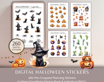 Halloween Stickers Goodnotes Sticker Book and PNG Spooky Ghost Digital Planner Pumpkin Clipart