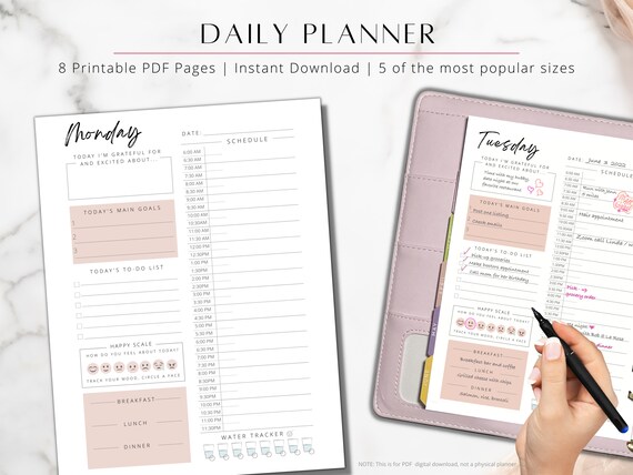 Printable Day Planner Daily Productivity Planner With Half - Etsy