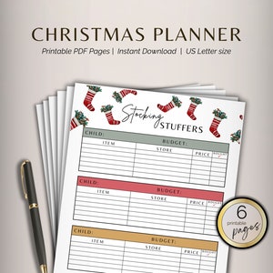 CHRISTMAS PLANNER Holiday Planner. Printable page inserts Planner printable Christmas Menu Online Gift Tracker Christmas Gift Lists
