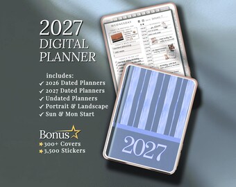 2027 Digital Planner Weekly Daily GoodNotes iPad Notability Portrait Planner