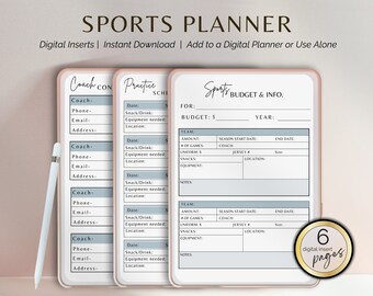 Sports Planner Digital Page Inserts iPad Planner Digital Planner Goodnotes P lanner Inserts, Team sports, Mom Planner, kids sports