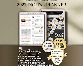 2027 Digital Planner Portrait Weekly Daily Goodnotes Template