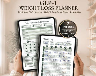 GLP-1 Weight Loss Planner Tracker Injection Log Symptom Tracker Semaglutide Tirzepatide Journal Ozempic Habit Tracker GoodNotes
