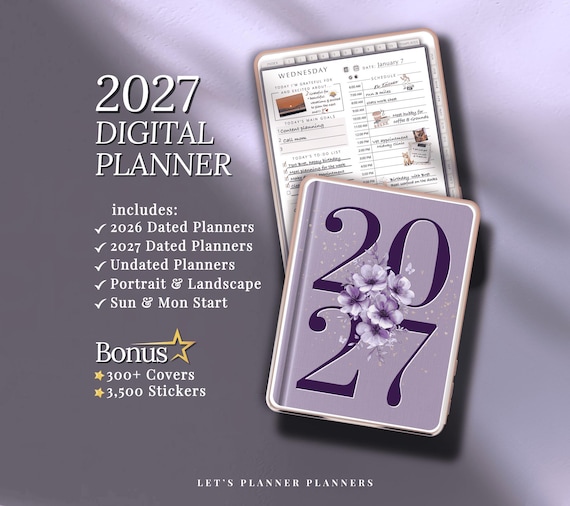 2027 Digital Planner, Weekly and Daily Templates, Goodnotes and Notability iPad Journal