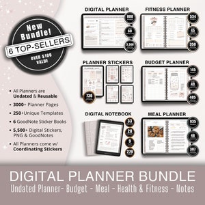Digital planner Digital Sticker Bundle Goodnotes iPad/tablet Digital Planners Budget Fitness Notebook Goals and MealPlanning Planners