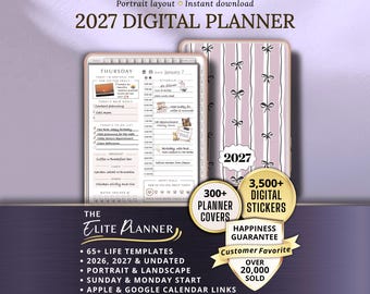 Simple Digital Planner, 2026 2027 Planner, Minimalist Planner, Daily, Weekly & Monthly Planner, iPad Planner, GoodNotes Planner Coquette Bow