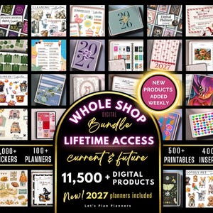 SHOP BUNDLE 2026, 2027 Digital Planner GoodNotes iPad Template Android Notability Journal Stickers Printables & Inserts