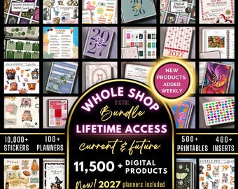 SHOP BUNDLE 2026, 2027 Digital Planner GoodNotes iPad Template Android Notability Journal Stickers Printables & Inserts