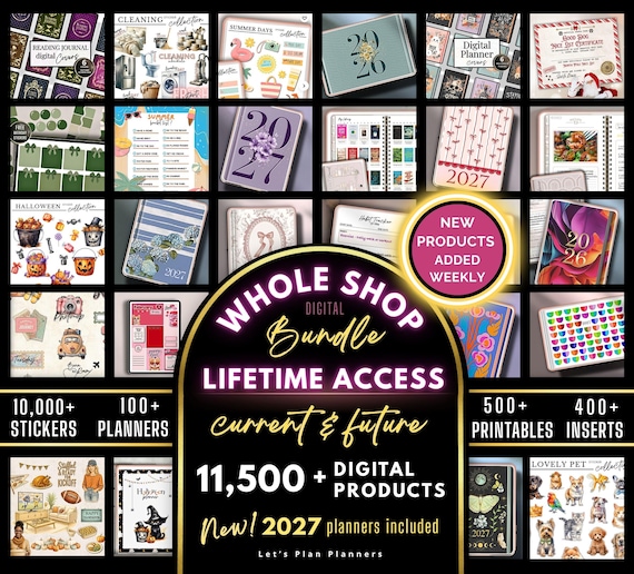SHOP BUNDLE 2026, 2027 Digital Planner GoodNotes iPad Template Android Notability Journal Stickers Printables & Inserts