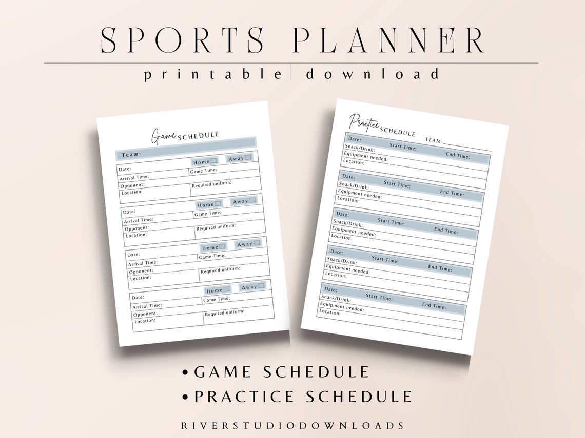 Sports Planner Printable Planner Planner Inserts Team Etsy
