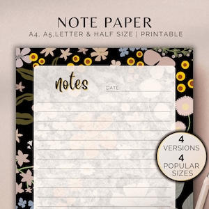 Modello di carta per appunti stampabile Pagina di appunti a righe Griglia di punti vuota ToDoList Planner Note Inserisci Dimensioni A4/A5/Lettera Metà Download immediato